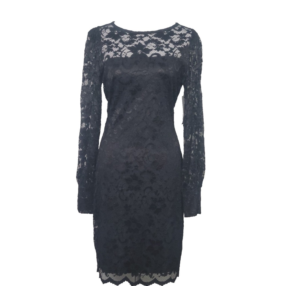 Karen Kane Black Lace ALL THAT SHINES Boatneck Shift Dress Large NWT $148